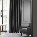 Black Faux Silk Taffeta Curtain 1 Panel 50W X 84L U7760