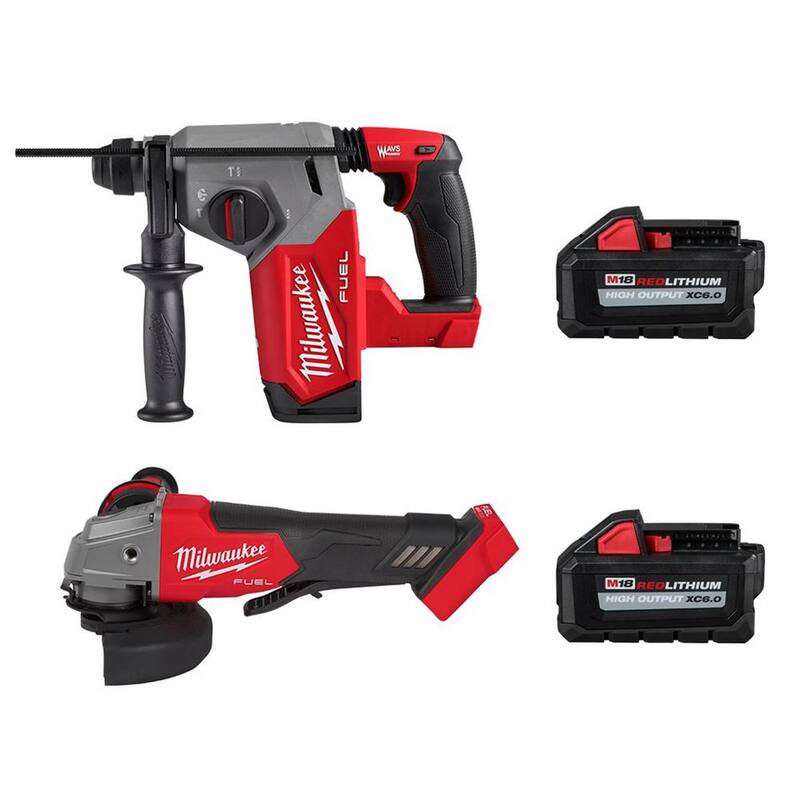 18V Lithium-Ion Brushless Cordless SDS-Plus Rotary Hammer with Grinder and Two 6.0 Ah Batteries H987906