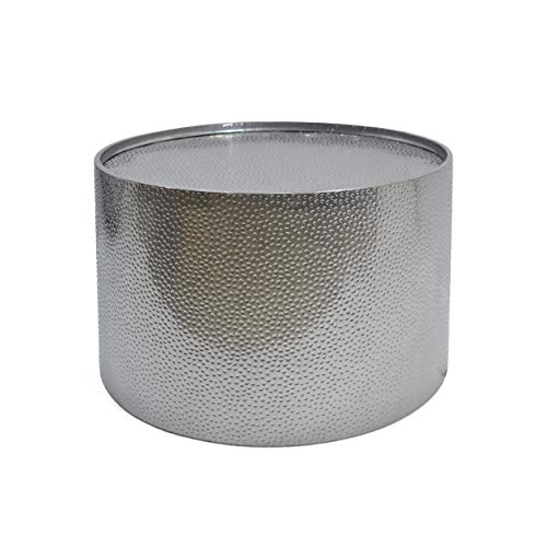 Silver Round Coffee Table with Hammered Iron C98354