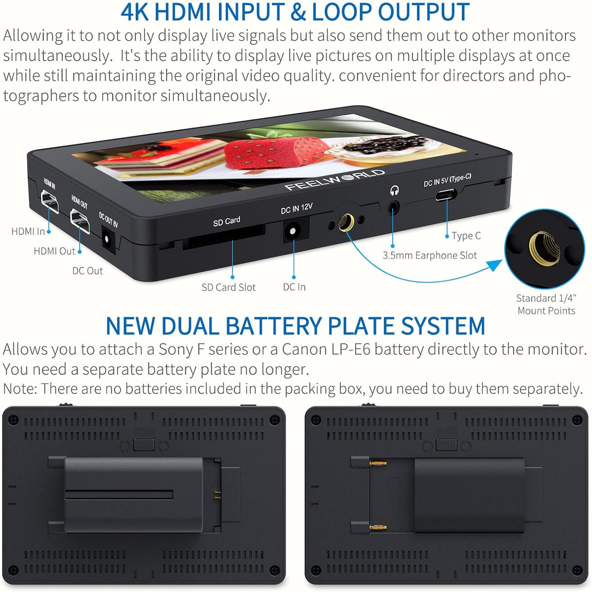 5.5 Inch 4K HDMI Input Output Touch Screen Camera Monitor C231