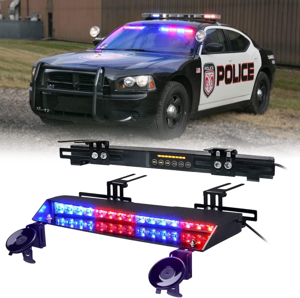 32 LED Dual Visor Strobe Light Bar with Brackets & Sucker Y28376