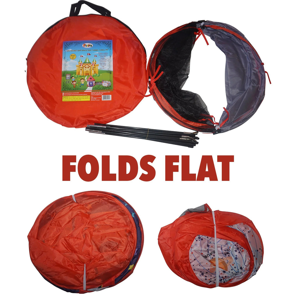 3pc Kids Play Tent Tunnel and Ball Pit with Basketball Hoop C587822