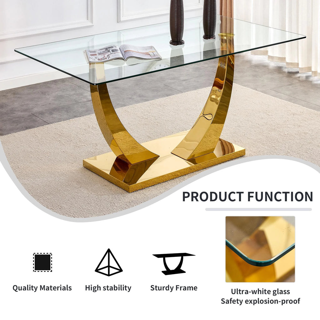 63" Glass Dining Table Set for 6 B15556