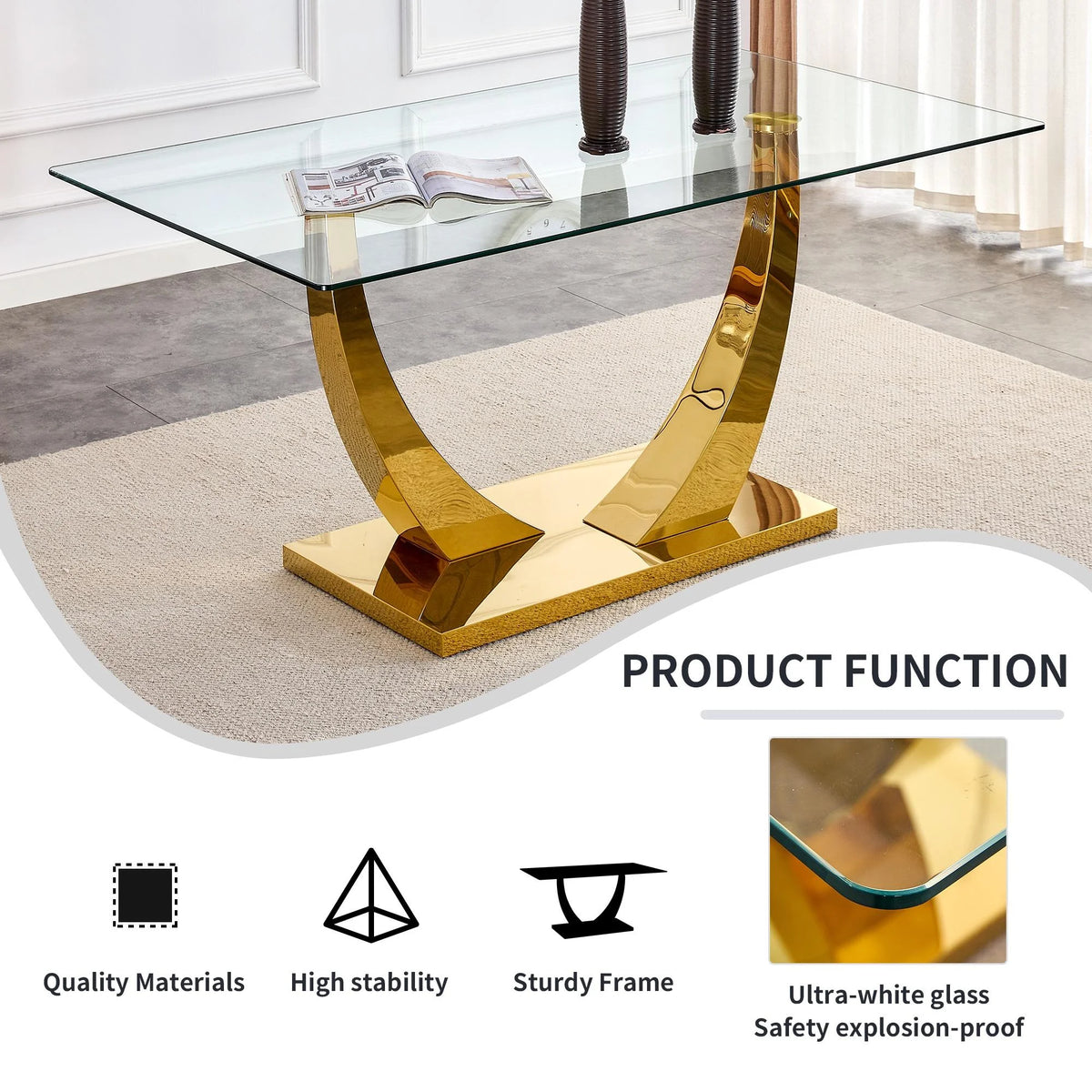 63" Glass Dining Table Set for 6 B15556