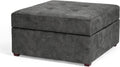 Gray Tufted Storage Ottoman Bench with Wood Legs O35250
