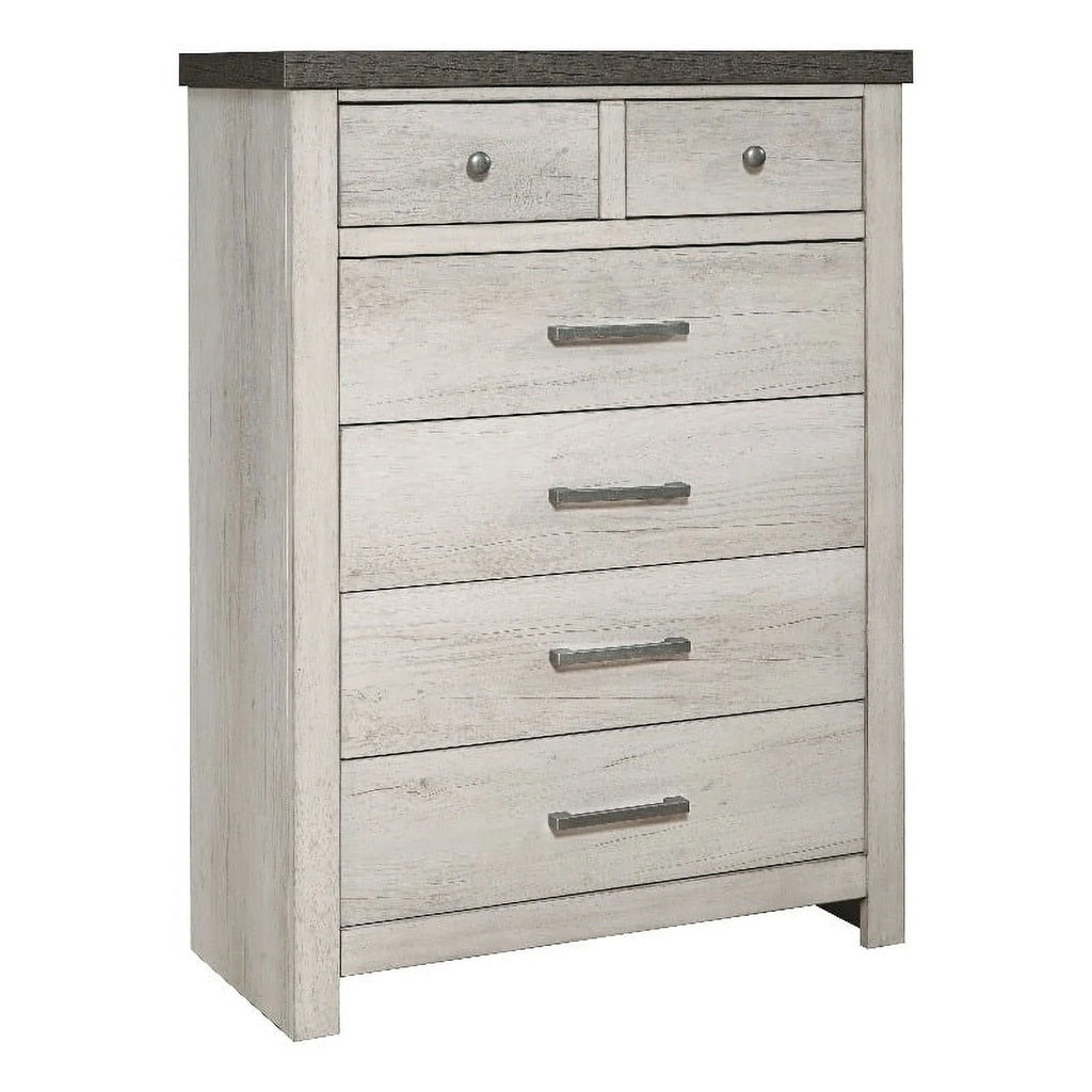 Gray 6 Drawer Wood Chest Q33645