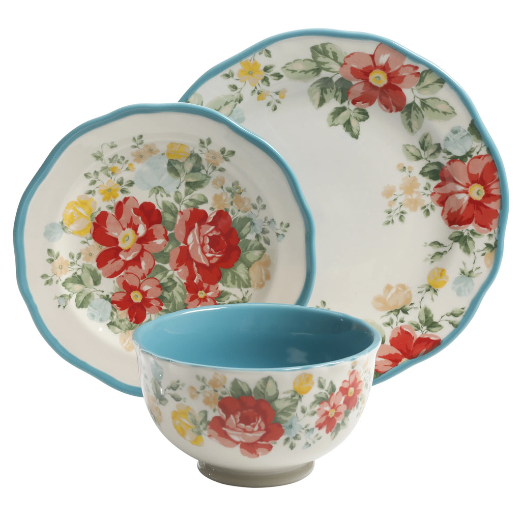 12 Piece Vintage Floral Dinnerware R322193
