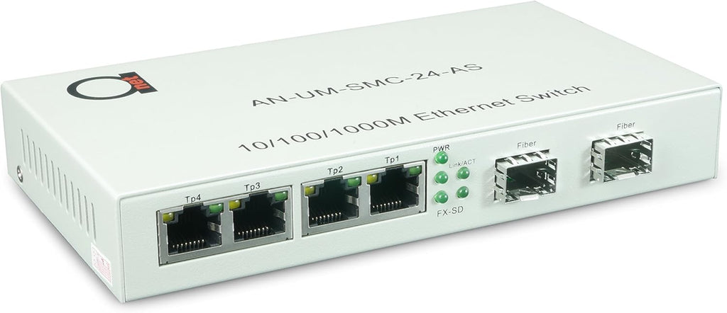 2 x Open SFP Slot + 4 x UTP Cat5e/Cat6 Gigabit Ethernet Fiber Media Converter X52342