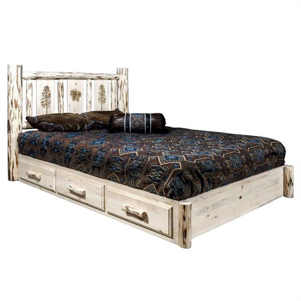 Natural Wood King Platform Bed Y8463