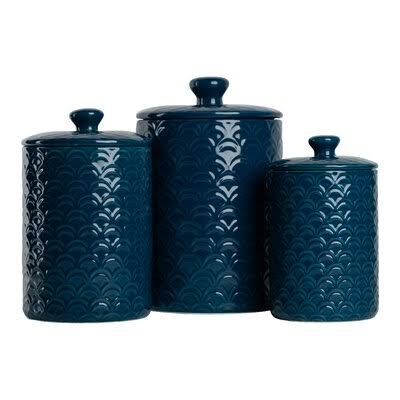Navy Blue 3 Piece Kitchen Canister Set T988992