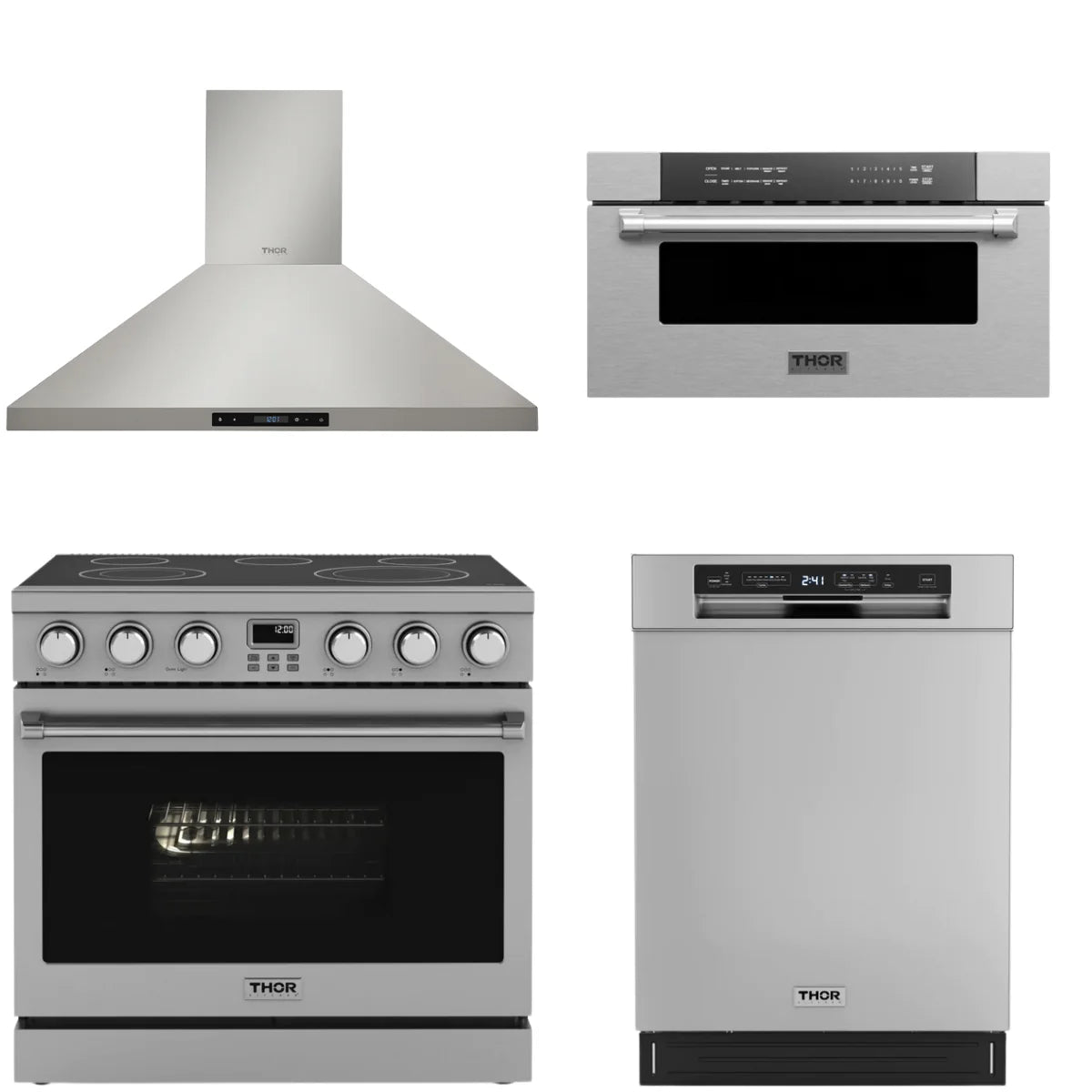 36 Electric Range, Range Hood, Dishwasher and Microwave N45305