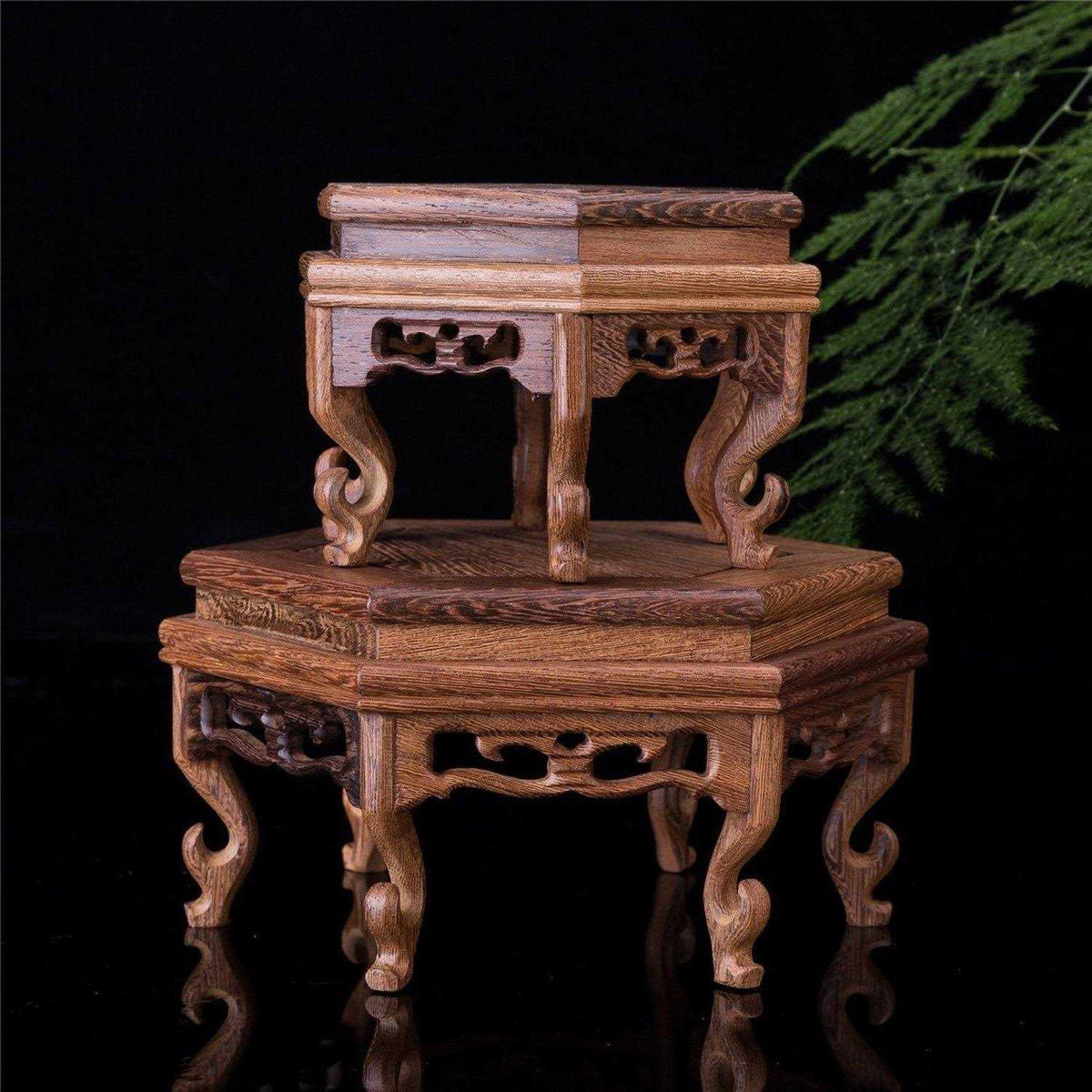 Hand Craft Hexagon Rosewood Fishbowl Vase Stand K15201