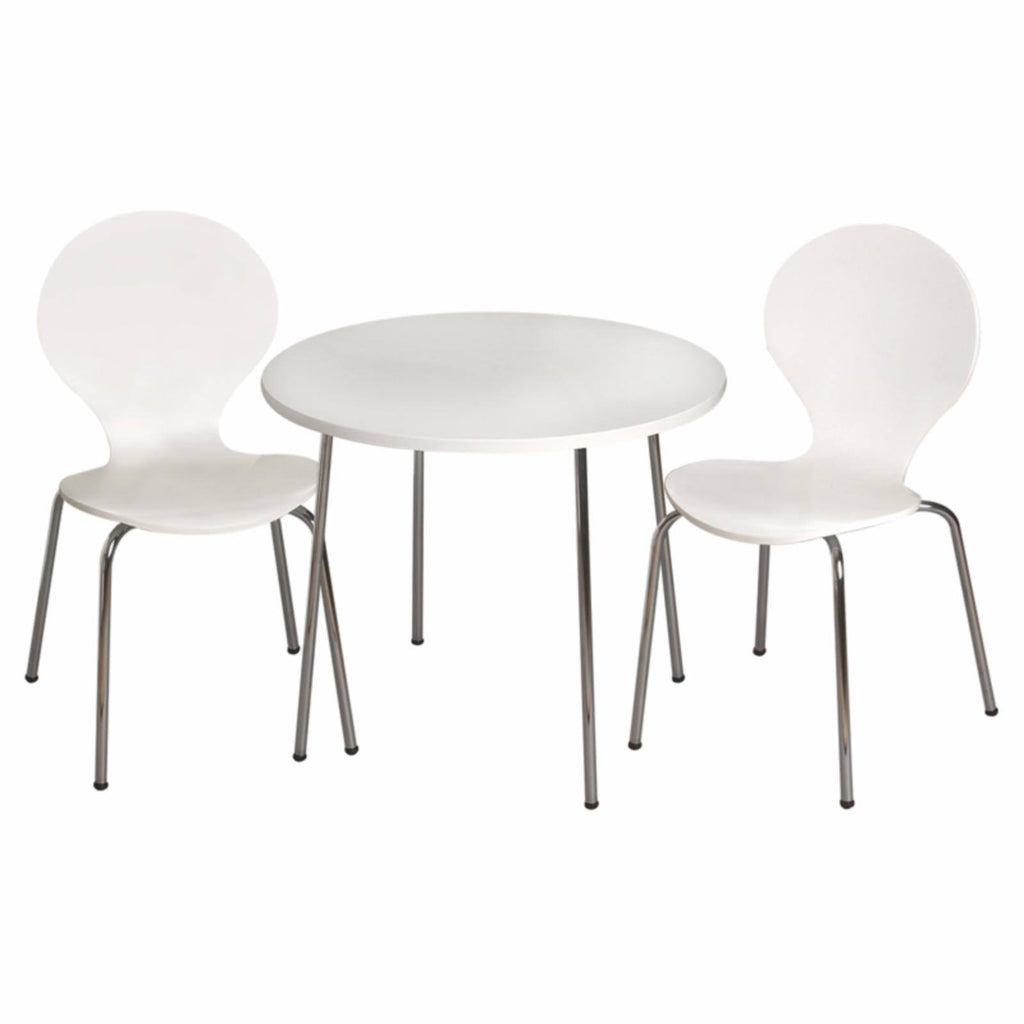 Childrens Table and 2 Chair Set with Chrome Legs White H69237