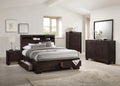 King Size Bed Dresser Mirror Nightstand 4pc Set Wooden Veneer Y128
