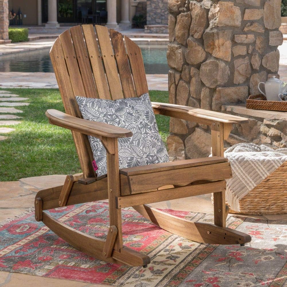 Natural Stained Acacia Wood Adirondack Rocking Chair H968