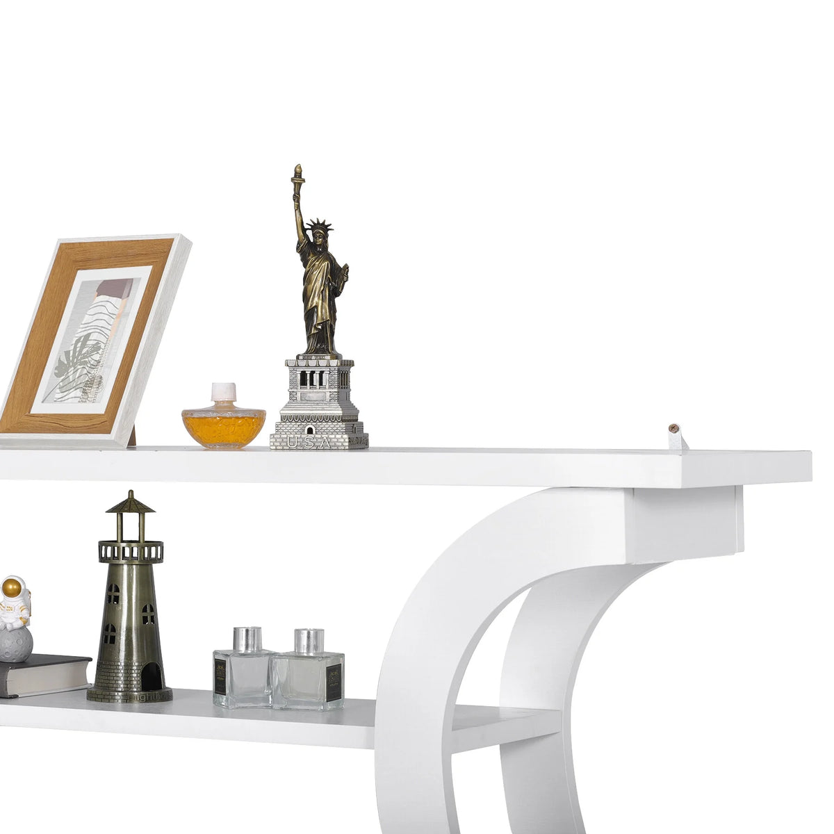 White Curved 3-Tier Console Table E507151