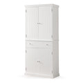 White Tall Freestanding Kitchen Pantry Cabinet with Doors and Adjustable Shelves E36251