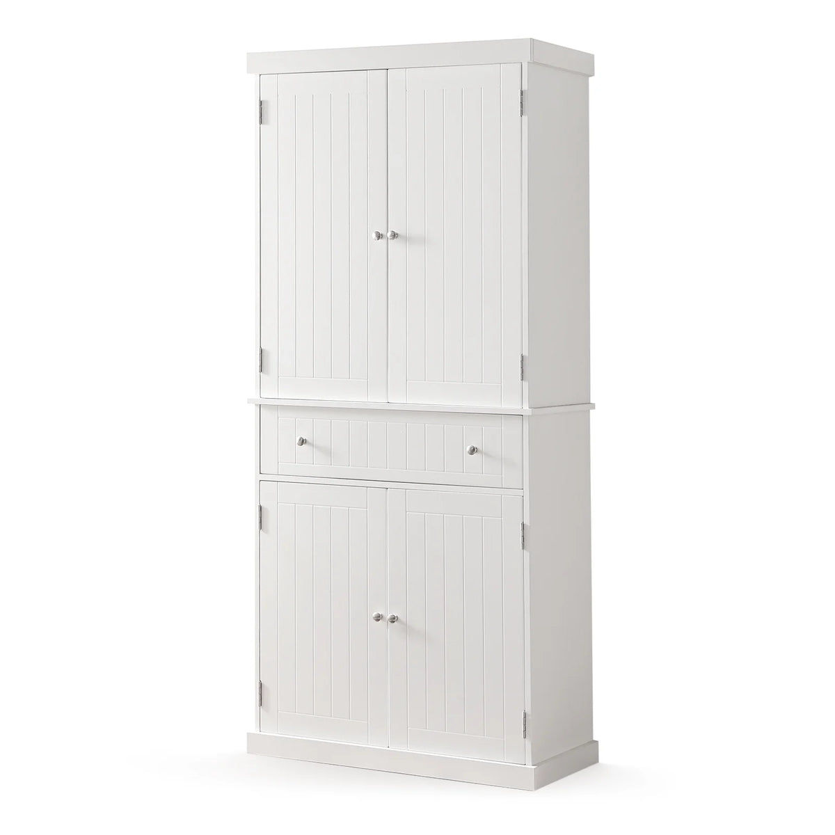 White Tall Freestanding Kitchen Pantry Cabinet with Doors and Adjustable Shelves E36251