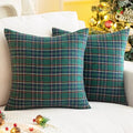 Pack of 2 Green Plaid Decorative Throw Pillow Covers, 20 x 20 Inches C721