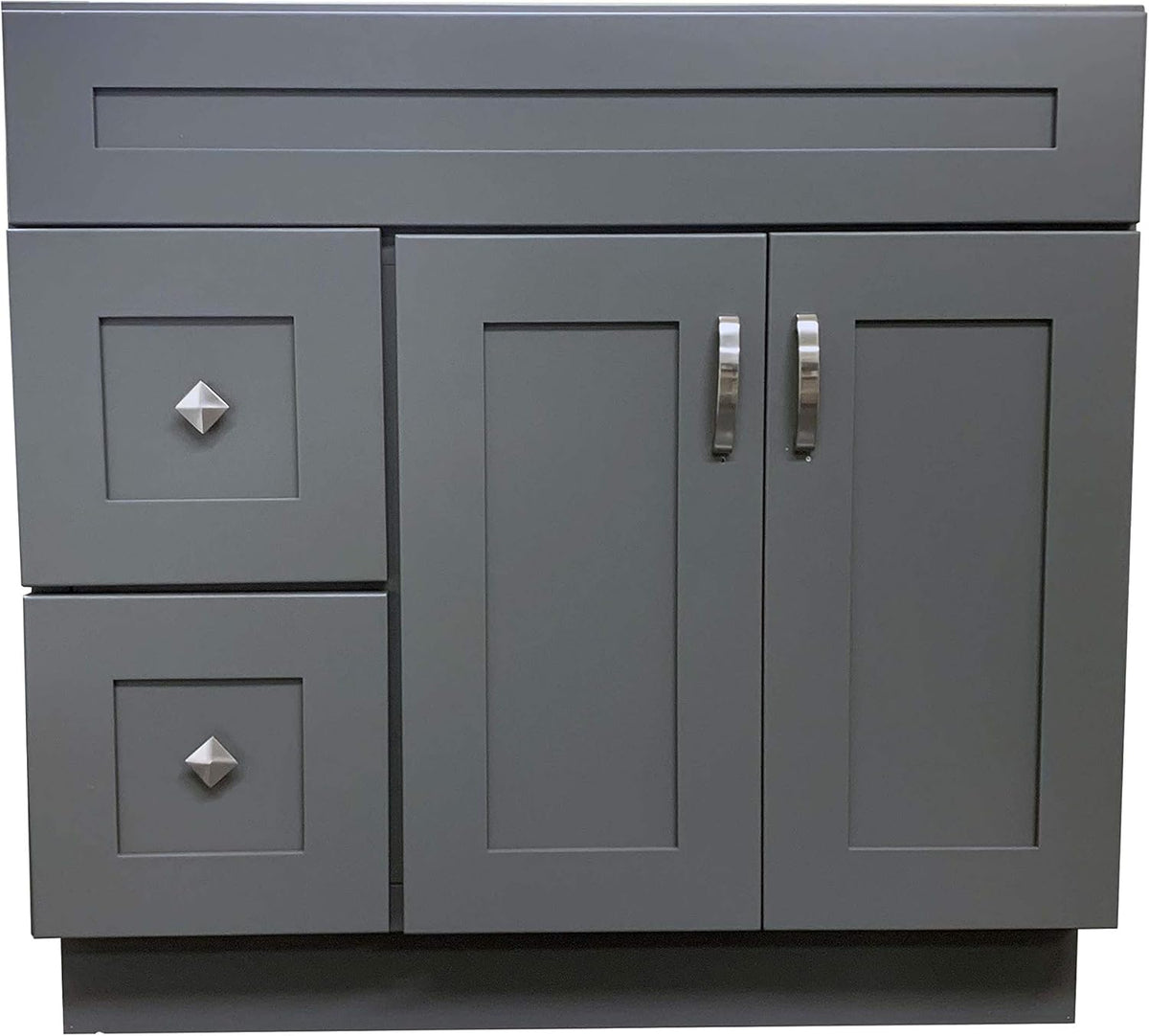 Grey Shaker Single-Sink Bathroom Vanity Base Cabinet 36 Wide x 21 Deep W25216