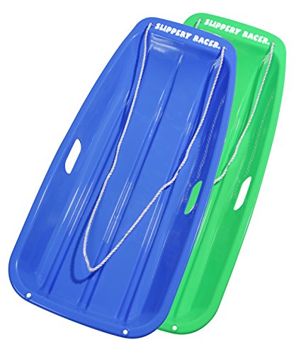 2 Pack Plastic Cold-Resistant Toboggan Snow Sled with Pull Rope and Handles V993
