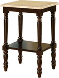 Round Stand with Genuine Marble Top, Dark Cherry Finish Q91752
