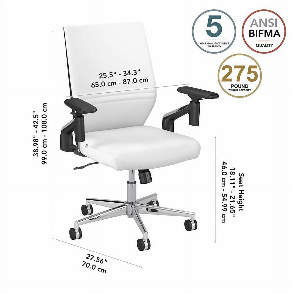 White Faux Leather Office Chair J2225
