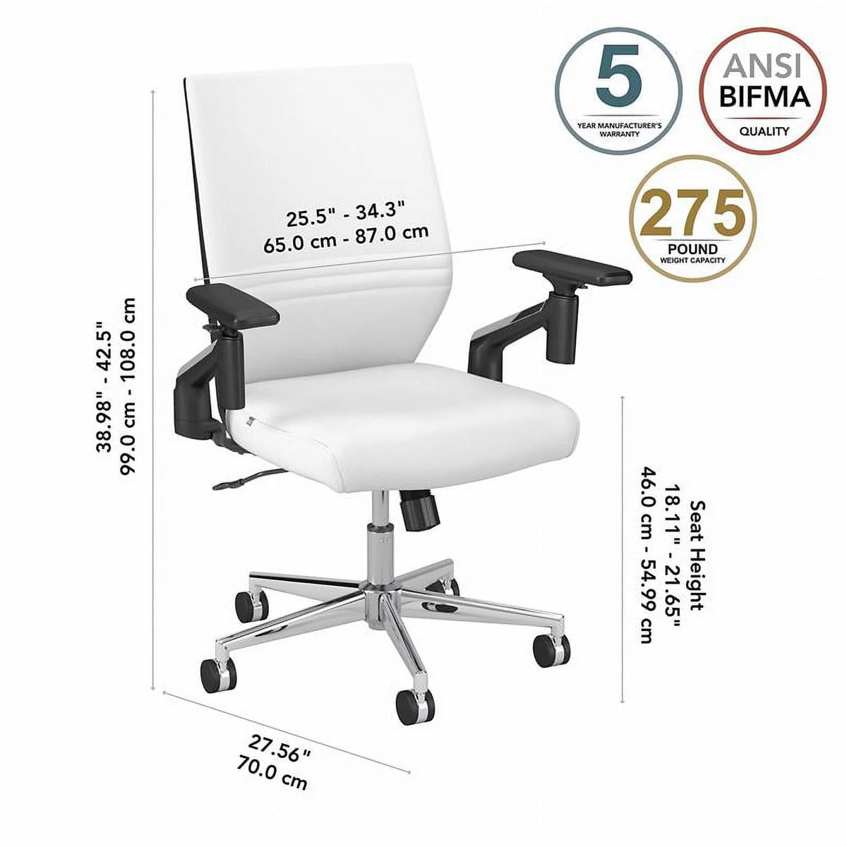 White Faux Leather Office Chair J2225