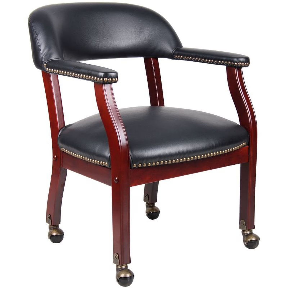 Black Faux Leather Executive Mobile Guest Chair S671