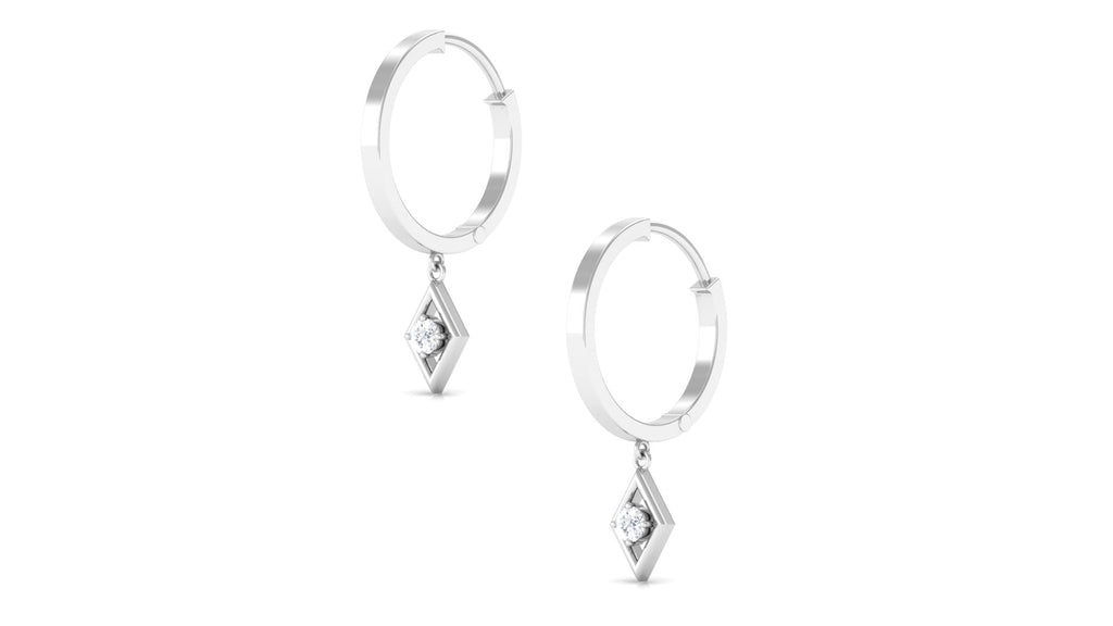 14K White Gold Geometric Hoop Earrings S373