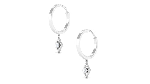 14K White Gold Geometric Hoop Earrings S373