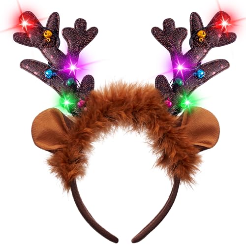 Light-Up LED Reindeer Headband E1121