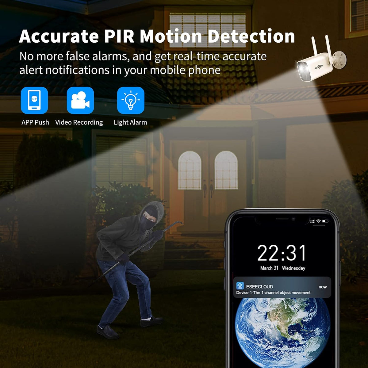 3-Cam Wireless Security Camera System with Color Night Vision F512023