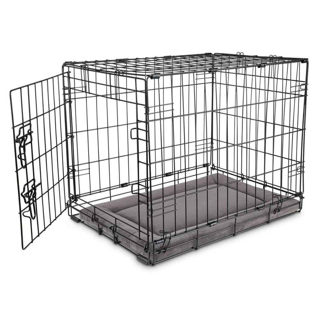 Dark Grey Velvet Dog Crate Mat and Pet Bed L90622