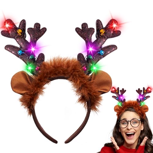 Light-Up LED Reindeer Headband E1121