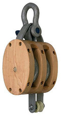 4" Wood Double Block with Screw Pin Anchor Shackle U817