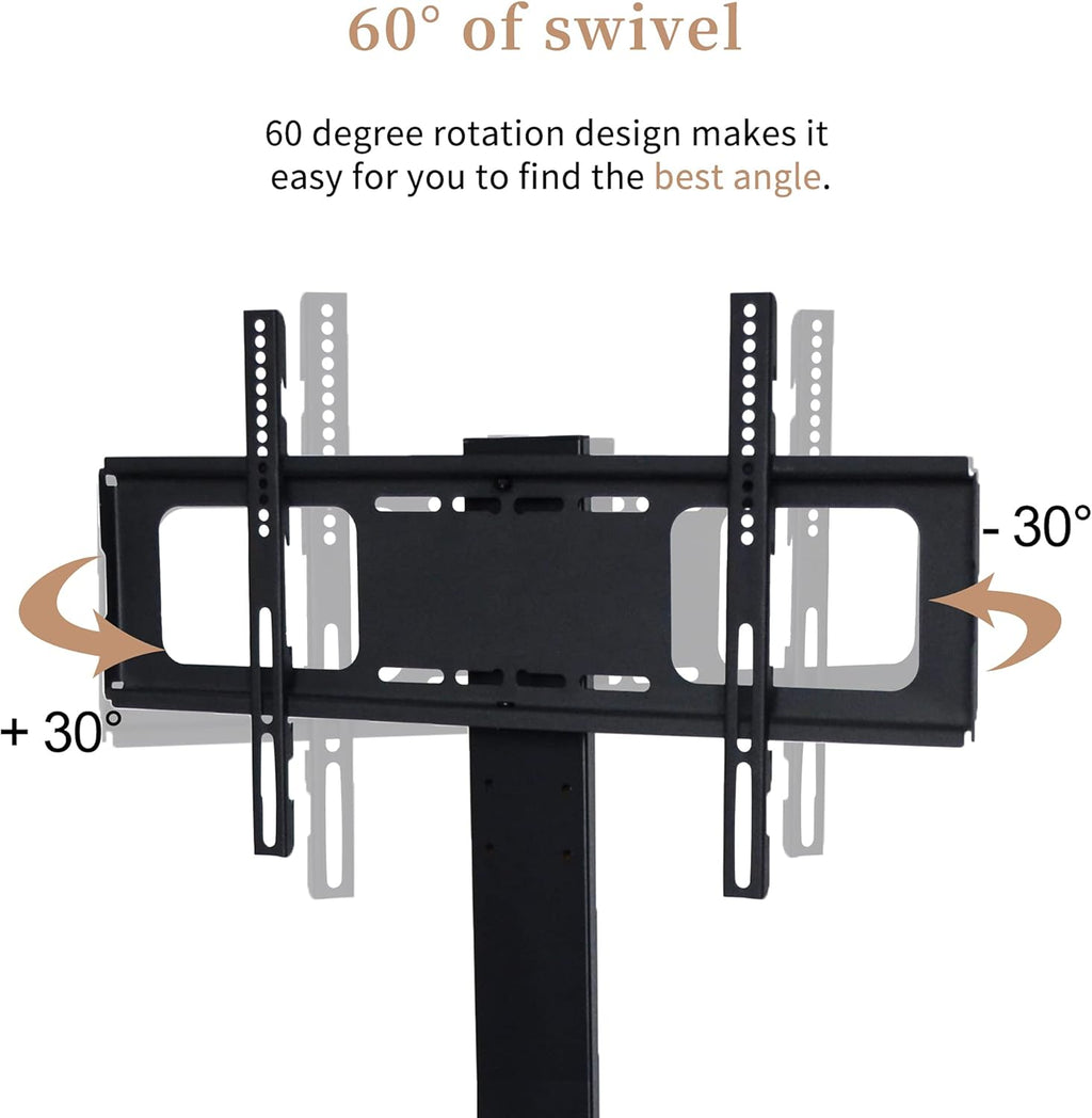 Angle and Height Adjustable Swivel TV Stand with Shelves X33951