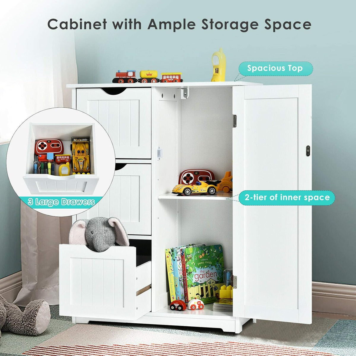 White Freestanding Bathroom Cabinet with 3 Drawer F41214