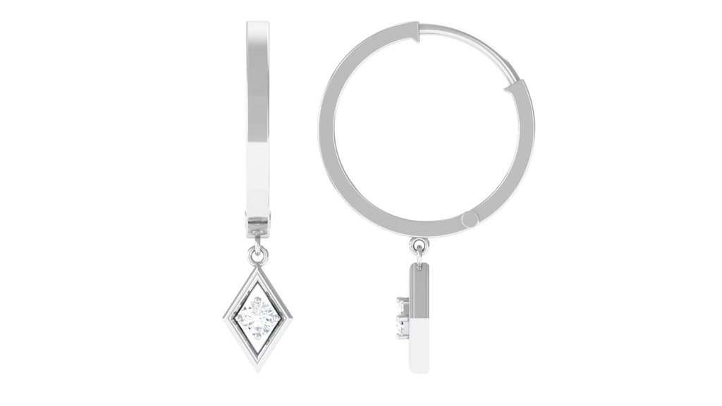 14K White Gold Geometric Hoop Earrings S373