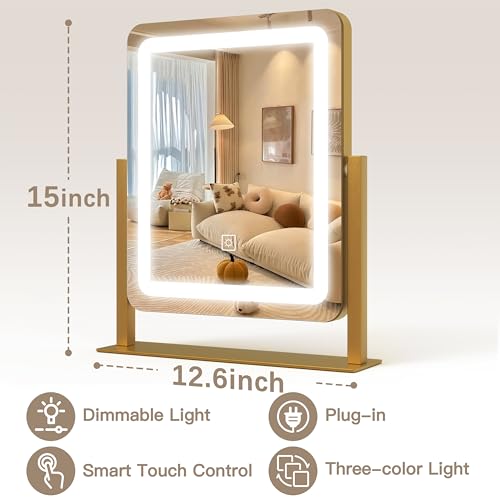 12.6"×15" LED Lighted Vanity Mirror with Dimmable 3 Modes Light T902051