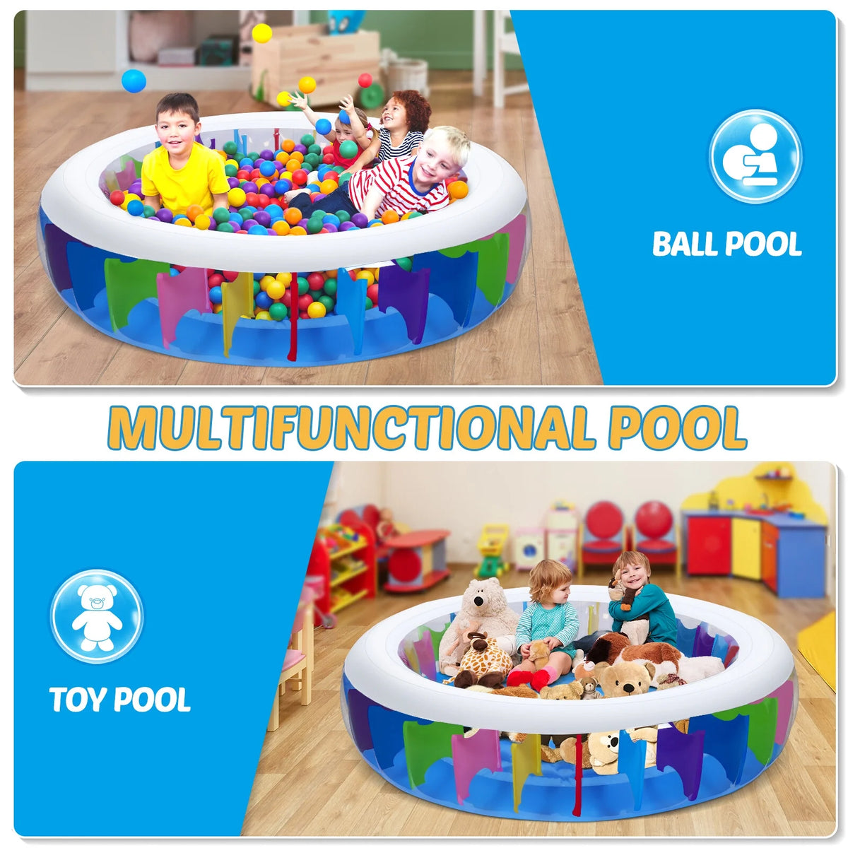 Inflatable Pool with Sprinkler, 180 x 180 x 40 cm N1947