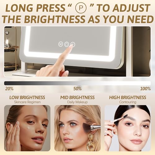 12.6"×15" LED Lighted Vanity Mirror with Dimmable 3 Modes Light T902051