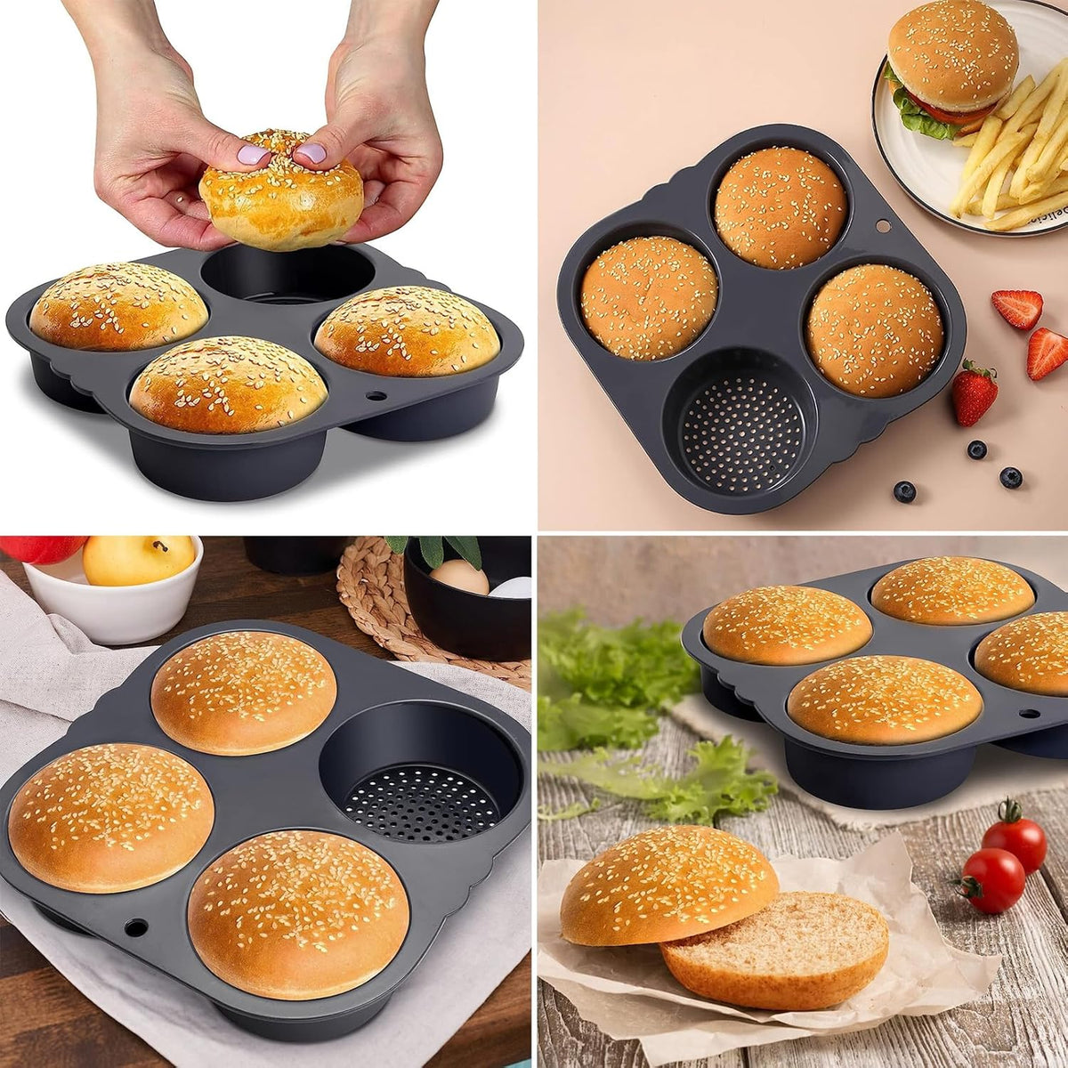Nonstick Silicone Hamburger Bun Mold R885