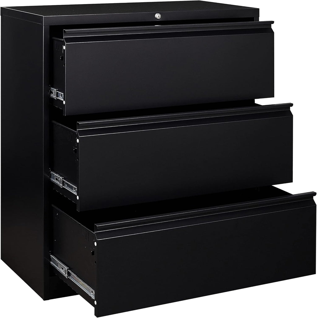 Black 2 Drawer Metal Lateral File Cabinet with Lock M9634