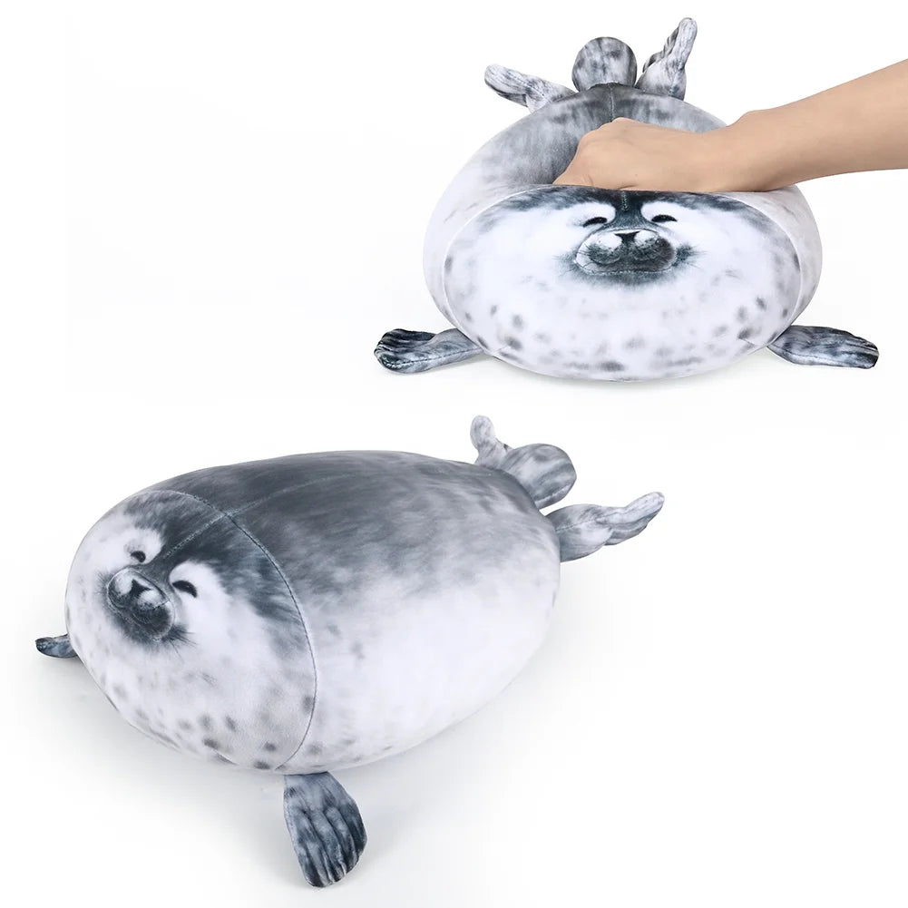 Gray 11.8 inch Plush Seal Pillow M143