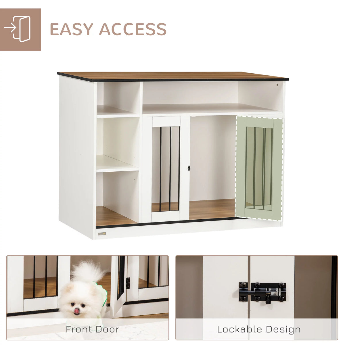 White Dog Crate Furniture with Storage G6259