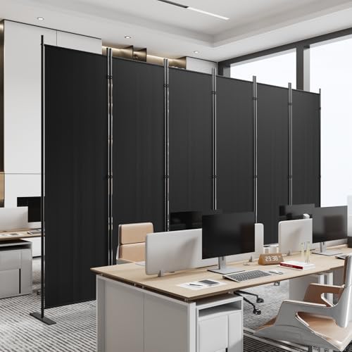 8 Panel 6 Ft Tall Black Folding Room Divider D810458