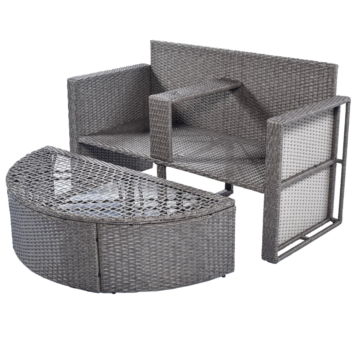 4 Pcs All-Weather PE Rattan Wicker Sofa Set with Coffee Table N368