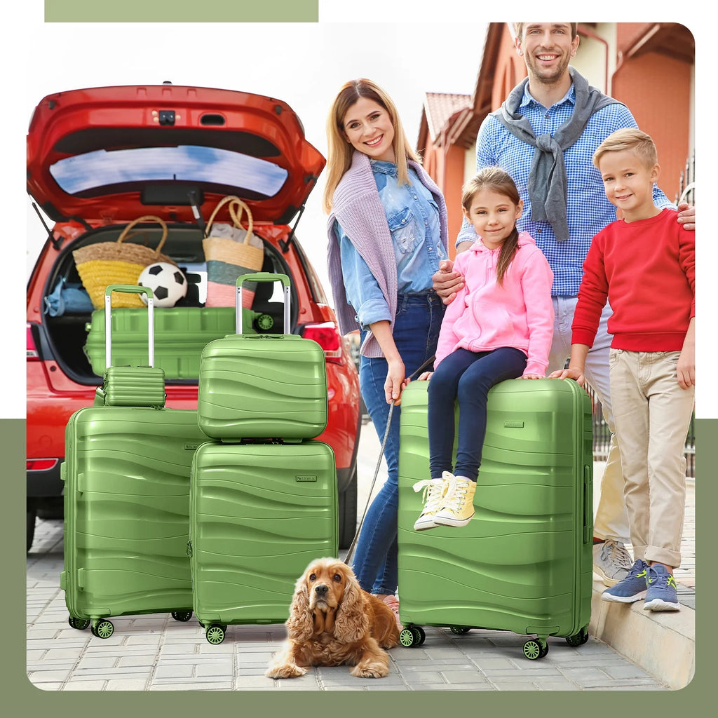 5 Luggage Sets PP Hardside Spinner Luggage Expandable Carry-on Suitcase V939
