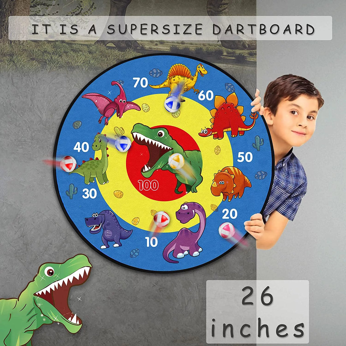 26" Double Sided Dart Board with 16 Sticky Balls W964400